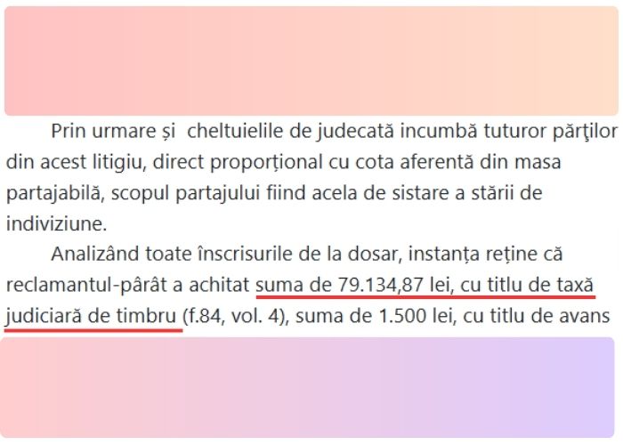 cea mai mare taxa de timbru pentru partaj