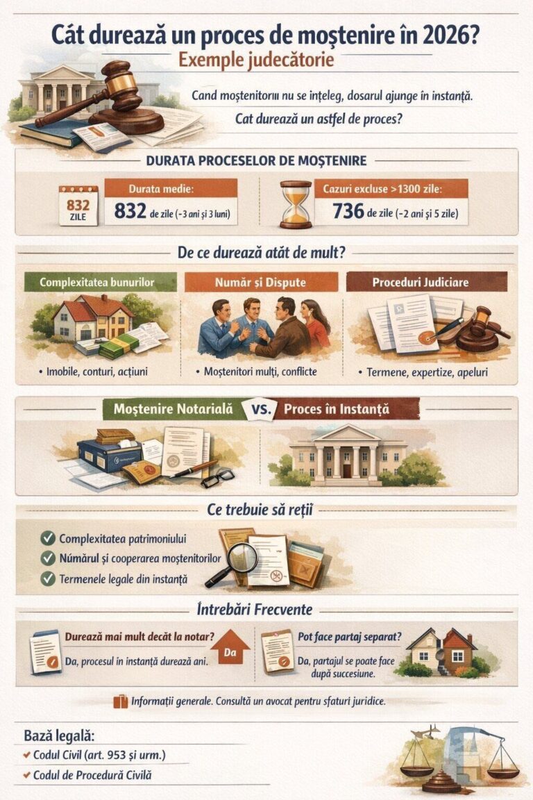 Cât durează un proces de moștenire în 2026? Exemple judecătorie