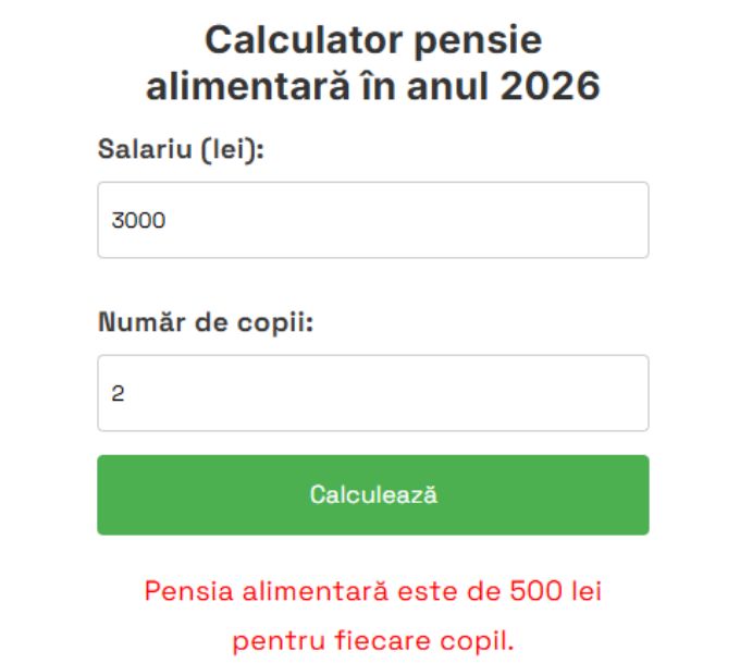 Afla cat este pensia alimentara in 2026