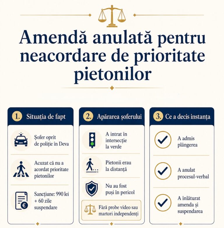 Ai fost amendat pentru neacordare de prioritate pietoni? Când poate fi anulat procesul-verbal