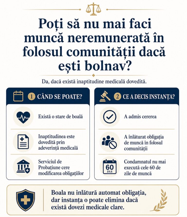 Poți să nu mai faci muncă neremunerată în folosul comunității dacă ești bolnav?