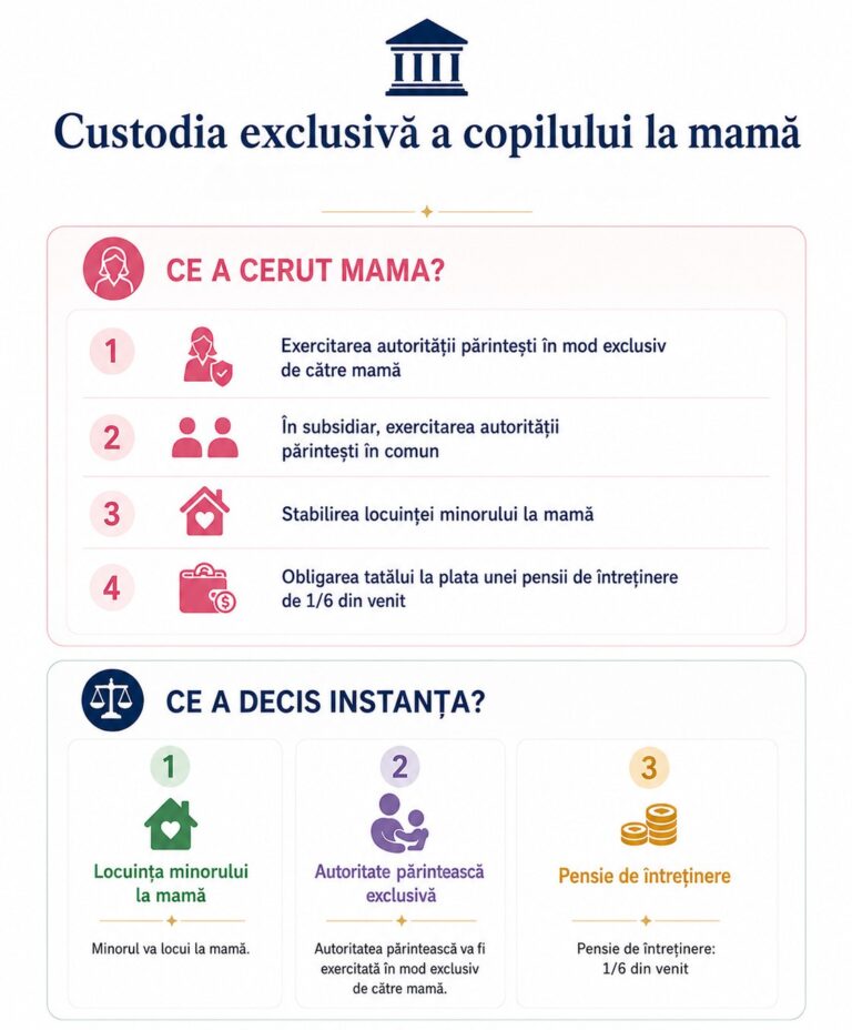Custodia exclusivă a copilului la mamă – caz practic