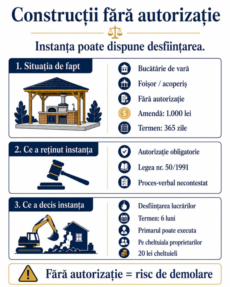 Construcție fără autorizație: când poate instanța să dispună demolarea?