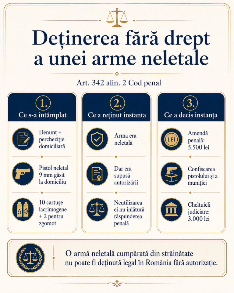 Ce riști dacă ai acasă o armă neletală fără autorizație?